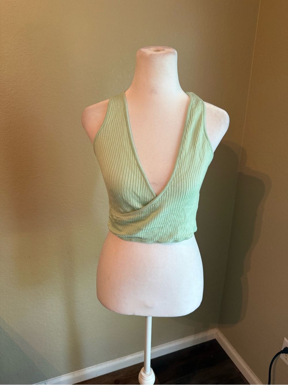 Savage x fenty Ribbed Wrap Crop Tank Top - Light Green